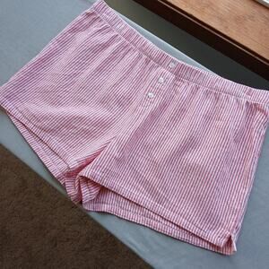 Sonoma Life+Style Intimates Candy Stripe Boxer Shorts M faux button fly red